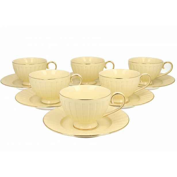 Porcelánové šálky káva čaj 6+6 220 ml Nina porcelán šálek