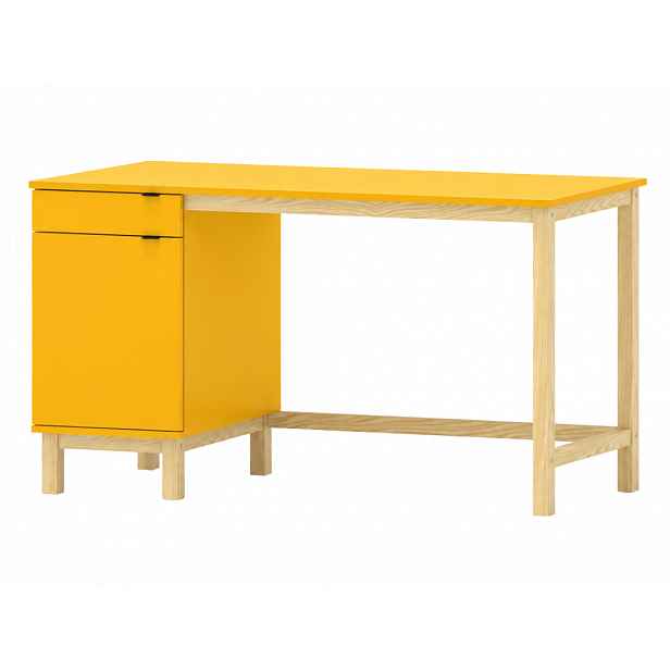 Psací stůl MODEL se šuplíkem a skříňkou do dětského pokoje Zvolte barvu: Žlutá s černým úchytem, Zvolte rozměr: 120x60 cm, Zvolte stranu: Levá