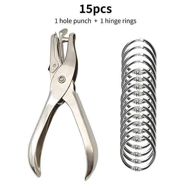 TEMU Sada Kleští na Děrování Oček 15v1 pro Těžké Použití s 14 Vazebními Kroužky pro Scrapbooking & Děrování Kancelářského Papíru, Ergonomická
