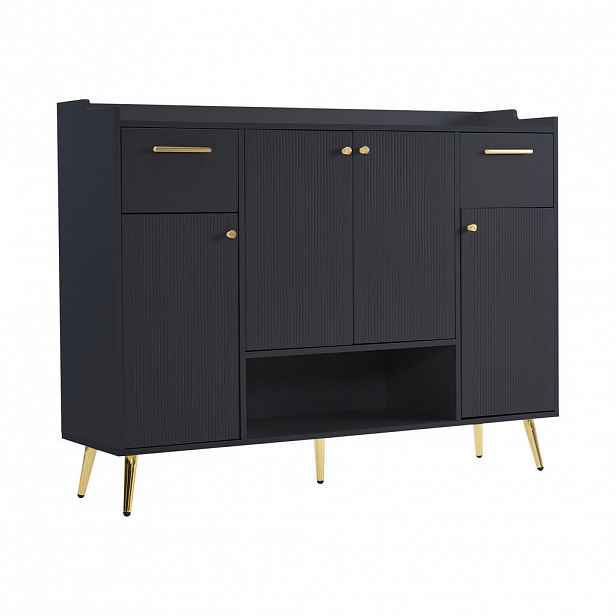 Urban Meuble SIDEBOARD 2 zásuvky, 4 dvířka, kovové nožičky Moderní design, spousta úložného prostoru, černý