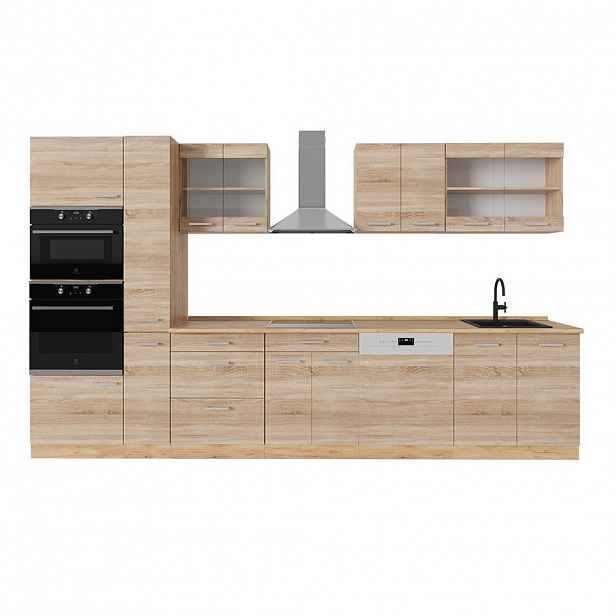 Vicco KOMPLETNÍ KUCHYNĚ R-Line Dub Sonoma/Goldkraft 350 cm , PD Dub