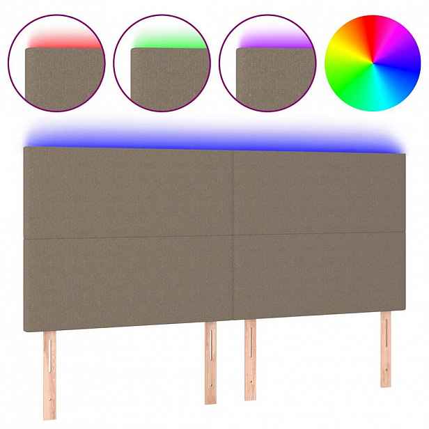 vidaXL Čelo postele s LED taupe 180x5x118/128 cm textil
