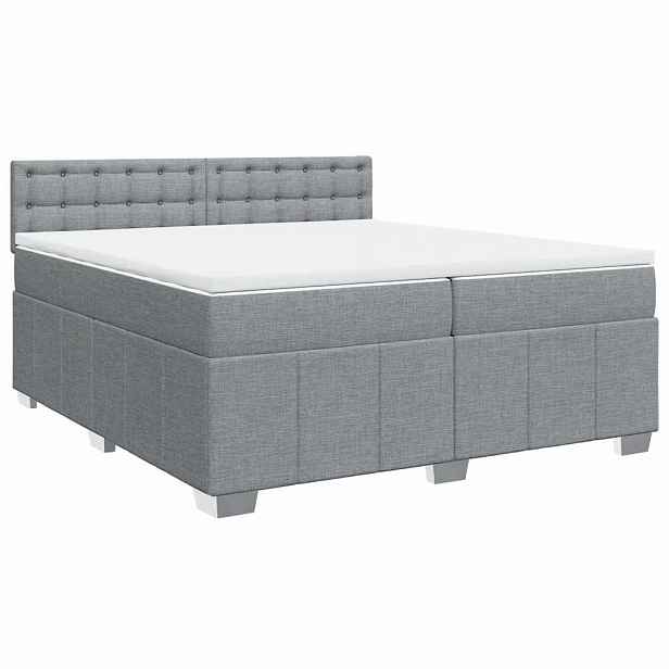 vidaXL Box spring postel s matrací světle šedá 200 x 200 cm textil