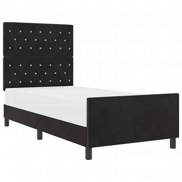 vidaXL Postel s boxspringem s čelo Černá 90 x 200 cm samet