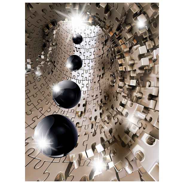 Fototapeta Tunel Černá Sféra Metalik Iluze Perspektiva 184x254 lepidlo