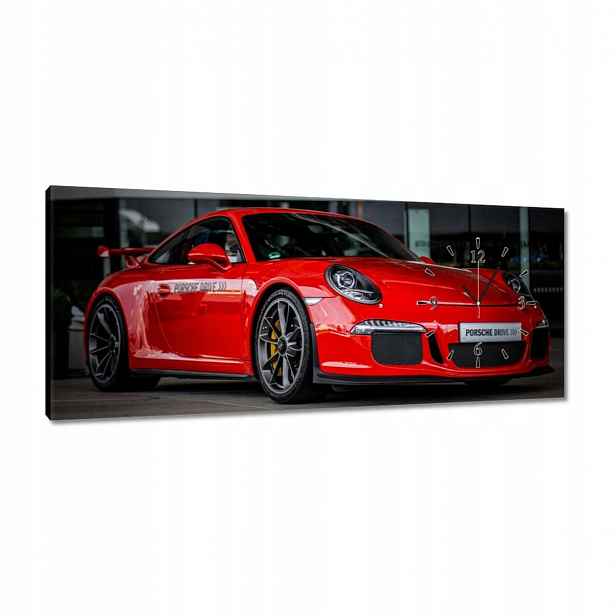Hodiny 100x40 Červené Porsche