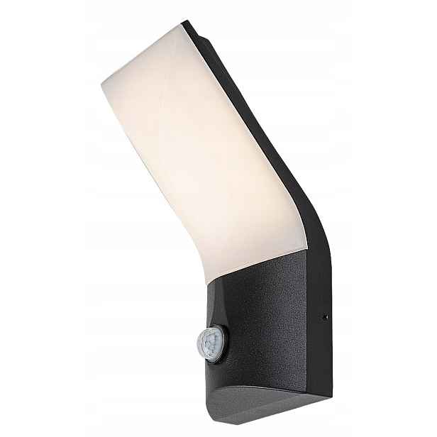 Led venkovní nástěnné svítidlo se senzorem, černý oblouk, IP54 3000K Rabalux