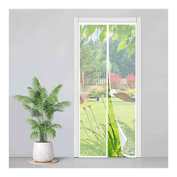 Moskytiéra na dveře 125 x 235 cm, bílá síť s magnety