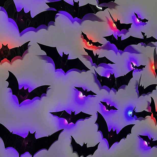 Netopýři 3D Halloween 24 Ks Led Blikající Samolepky Na Zeď