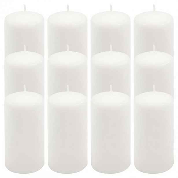 Sada sloupových svíček, 11,5 cm,Ø 6 cm, bílá, 12 ks