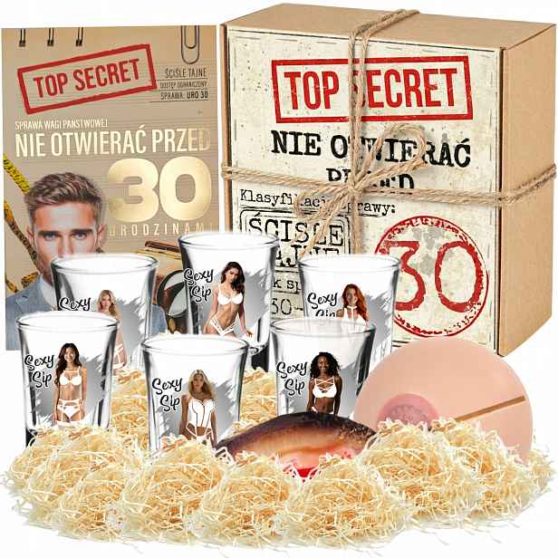 Veselý Dárek k 30. narozeninám pro muže Sada Skleničky Top Secret