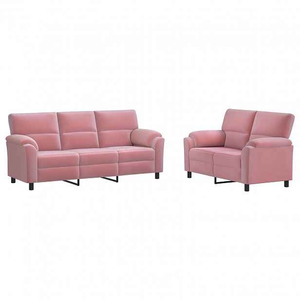 vidaXL Set pohovek 2 pcs Růžová Samet