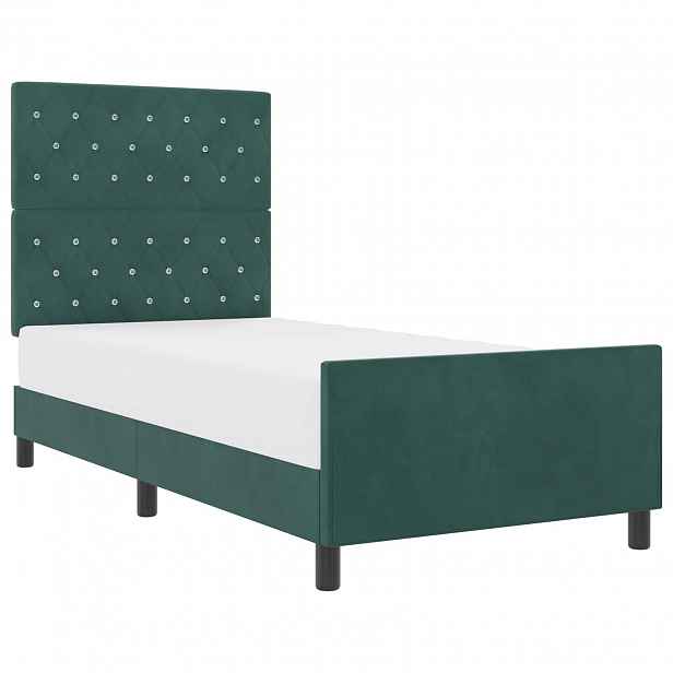 vidaXL Postel s boxspringem s čelo Tmavě zelená 90 x 200 cm samet