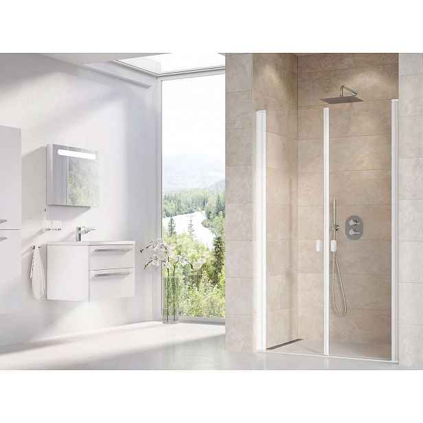 Ravak Chrome - Sprchové dveře dvoukřídlé CSDL2-100, 100x195 cm, matná bílá/čiré sklo 0QVACE0LZ1