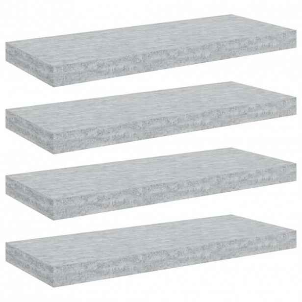 vidaXL Plovoucí nástěnné police 4 ks betonově šedé 60x23,5x3,8 cm MDF