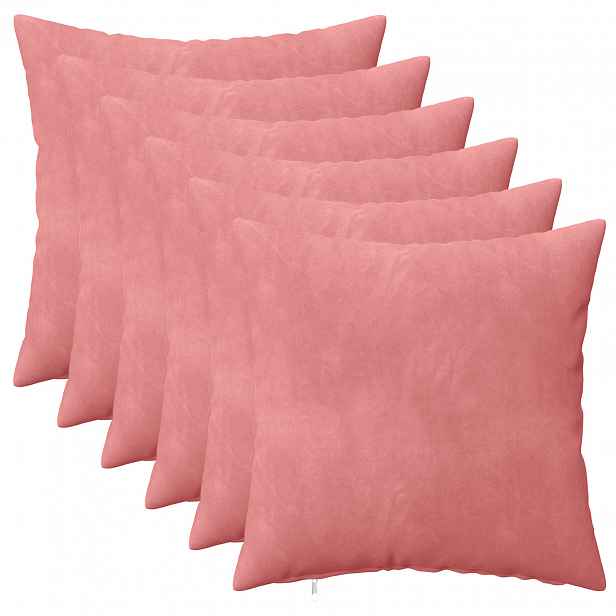 vidaXL Povlak na polštář 6 pcs HEERLEN Růžová 45 x 45 cm Samet
