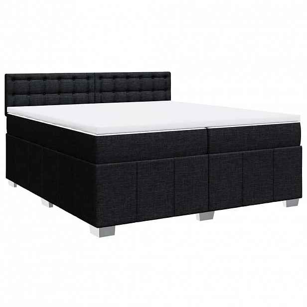 vidaXL Box spring postel s matrací černá 200x200 cm textil