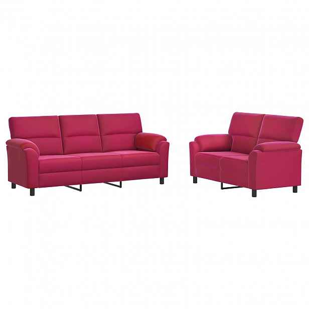 vidaXL Set pohovek 2 pcs Víno Červené Samet