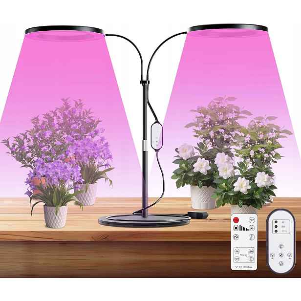 Dvojitá Led lampa pro rostliny s plným spektrem světla, časový programátor