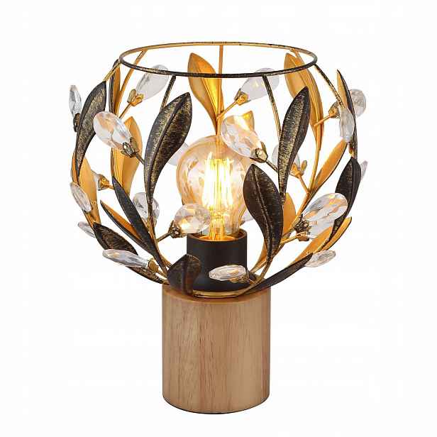Hnědá stolní lampa Mika s teplým leskem pro kancelář Globo