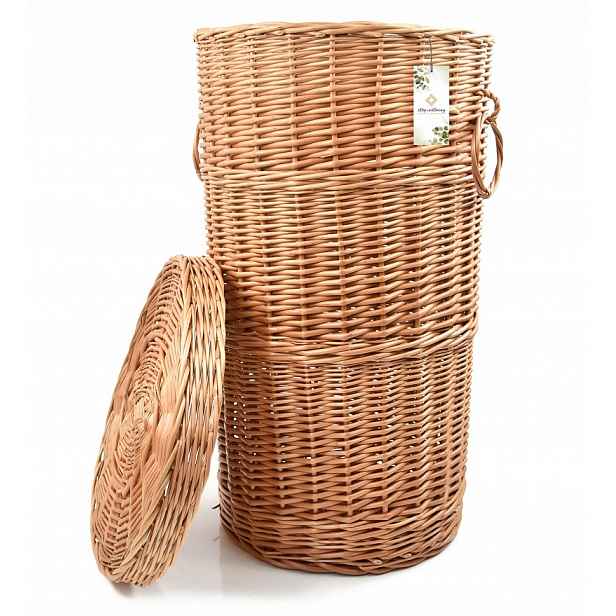 Koš na prádlo Prádlo proutěný kulatý s víkem H 47 cm