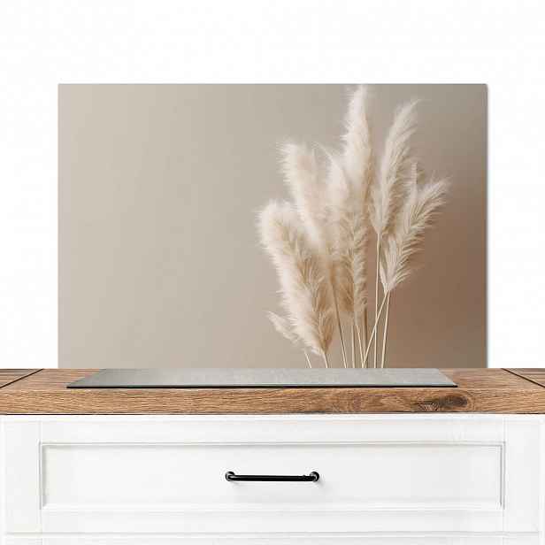 MuchoWow KUCHYŇSKÁ ZÁSTĚNA Pampová tráva - Plumes - Pastelová - Bílá 90x60 cm