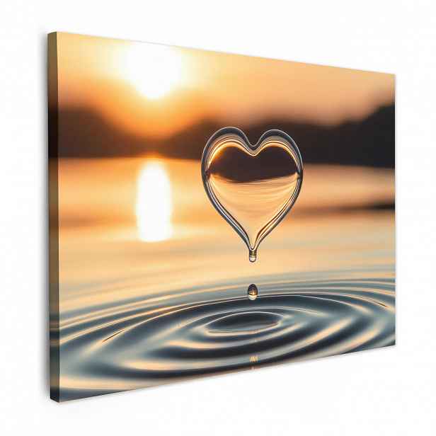 MuchoWow OBRAZ NA PLÁTNĚ Srdce - Voda - Západ slunce - Příroda - Zen 40x30 cm