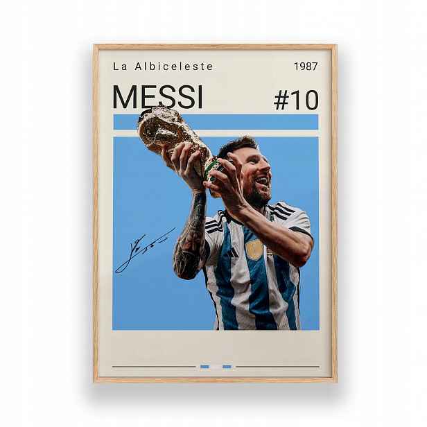 Plakát Messi Argentina Světový pohár A3 Dětský pokoj Rámeček Dřevěný 30x42