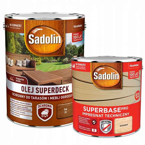Sadolin Superdeck Olej Na Terasy 5 L Teak Sadolin Superbase Grunt 2,5 L
