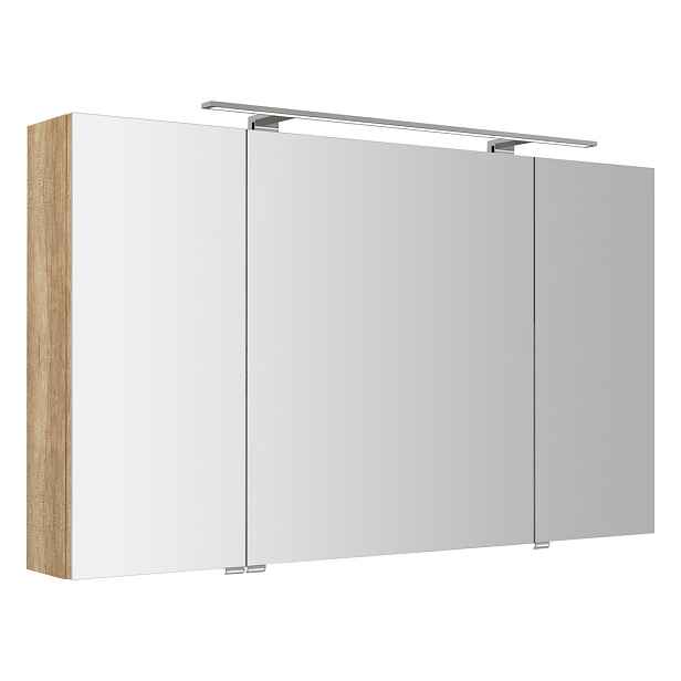 Sapho RIWA galerka s LED osvětlením, 3x dvířka, 121x70x17cm, dub alabama