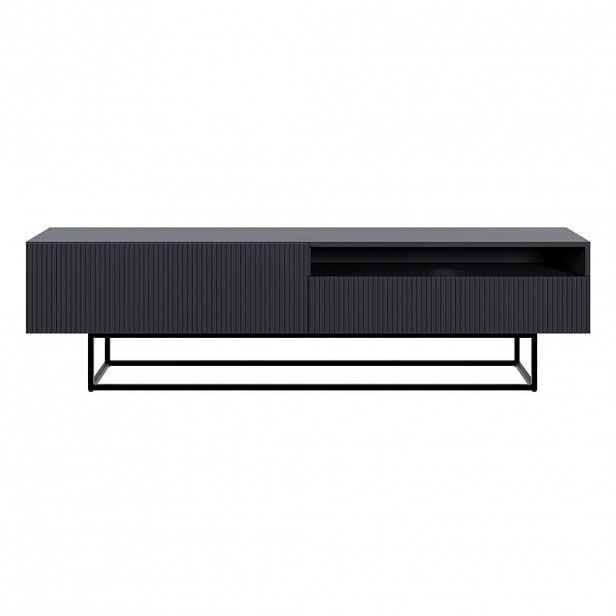 Selsey TV stolek Veldio černý se zlatým kovovým rámem 175 cm
