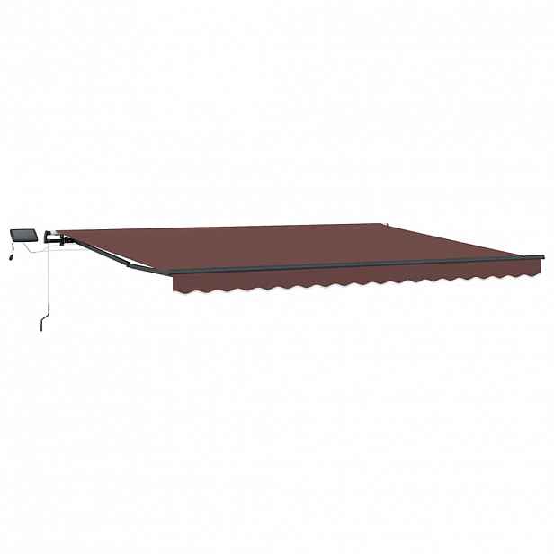 vidaXL Ručně zatahovací markýza s LED světly hnědá 400 x 300 cm