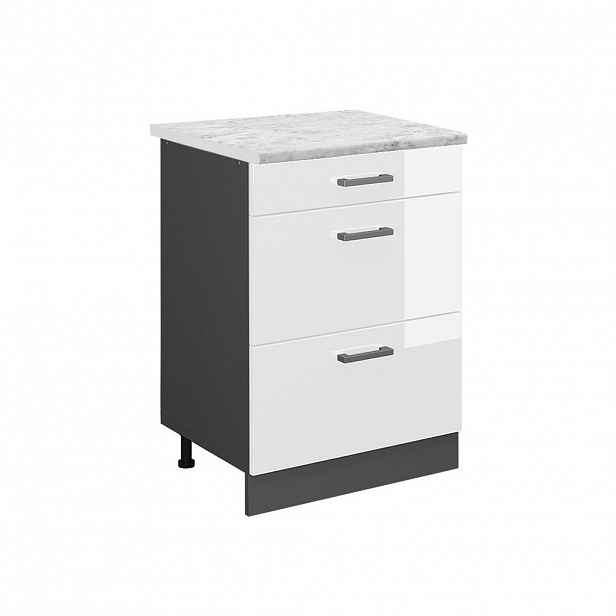 Vicco SPODNÍ SKŘÍŇKA KUCHYŇSKÉ LINKY R-Line Bílá vysoký lesk 60 cm PD Mramor