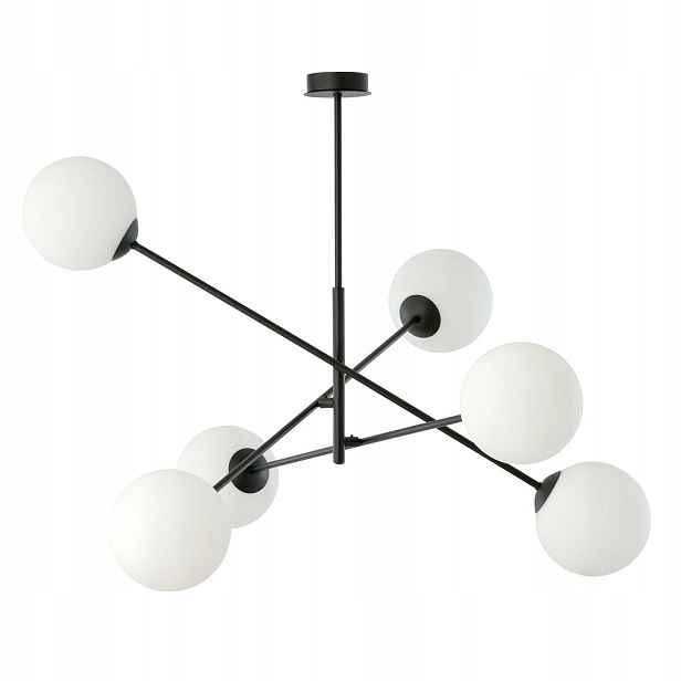 Emibig Lineární lustr 6xE14, černá/bílá, Sklo, stmívatelný, 102 cm