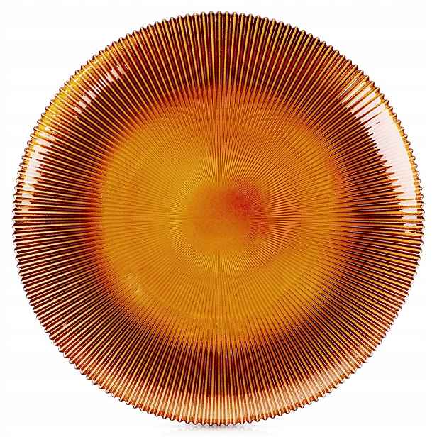 Jídelní talíř mělký, skleněný, jantarový, 28 cm