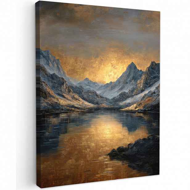 MuchoWow OBRAZ NA PLÁTNĚ Horská scenérie se zlatým západem slunce 30x40 cm
