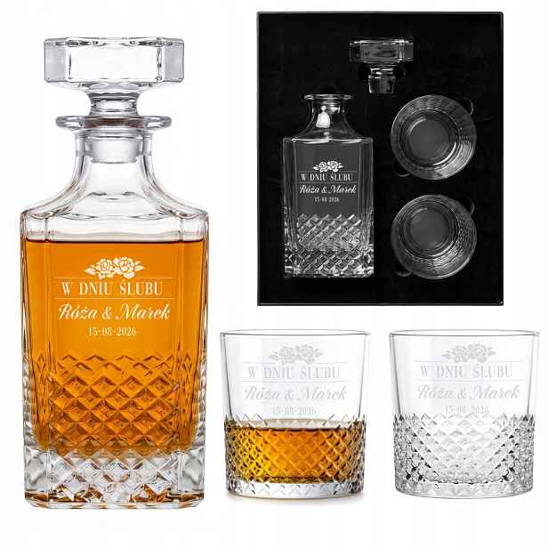 Sada Karafa na whisky 750 ml 2 Sklenice Gravírování Dárek Krabička