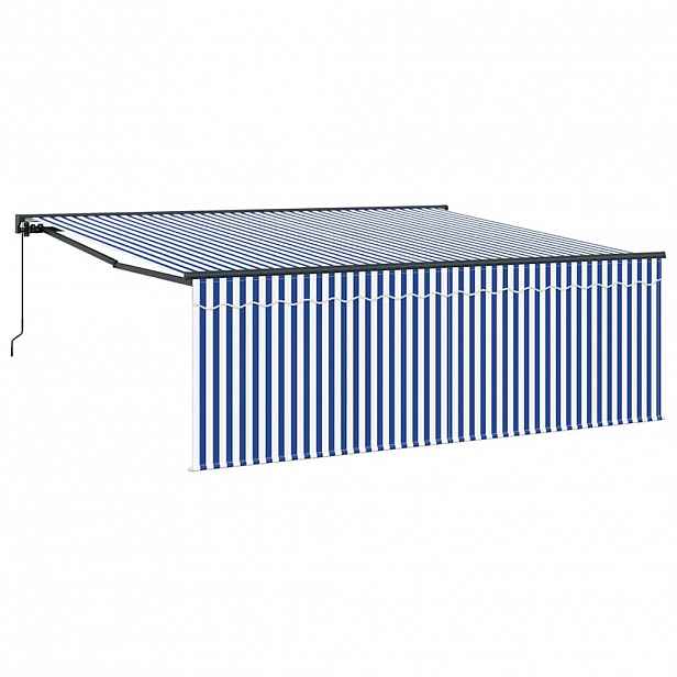 vidaXL Stahovací markýza Modrá a bílá 400 × 300 cm Polyester a hliník