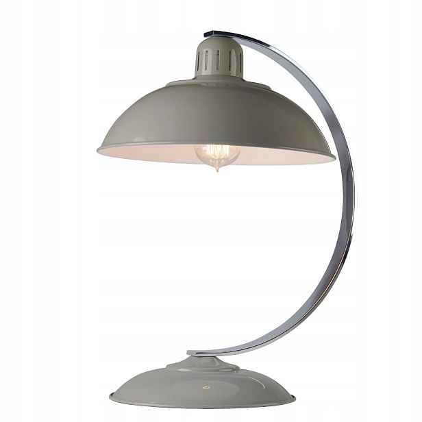 Stolní noční lampa retro šedá chrom kulatá 46 cm Elstead