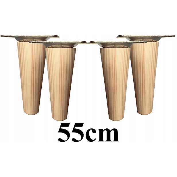 Nohy Nožky dřevěné zúžené 55 cm 4ks plech