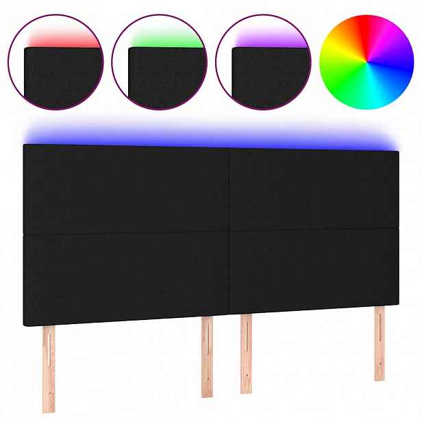 vidaXL Čelo postele s LED černé 200x5x118/128 cm textil