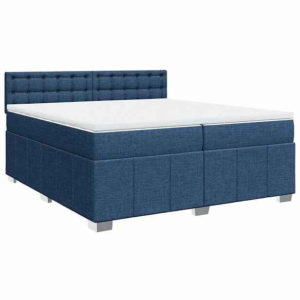 vidaXL Box spring postel s matrací modrá 200x200 cm textil