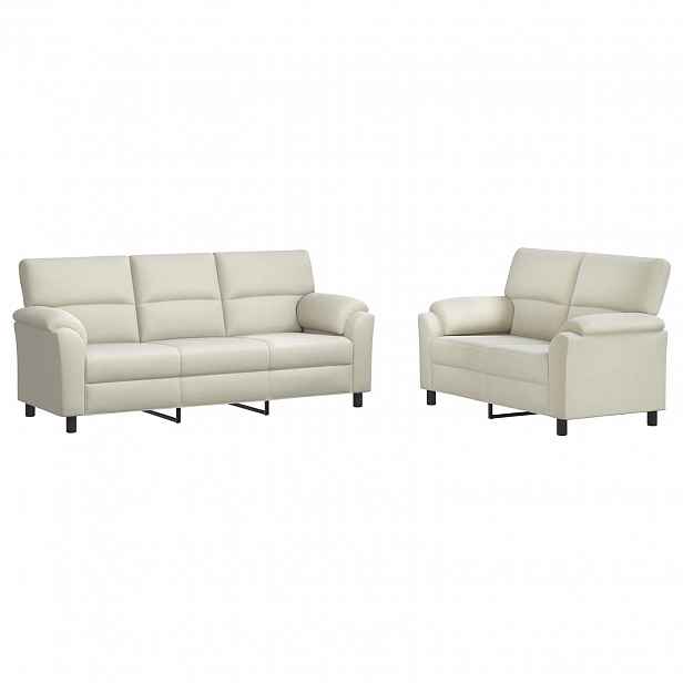 vidaXL Set pohovek 2 pcs Krémová Samet