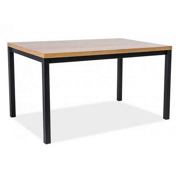 Černý jídelní stůl s dubovou deskou NORMANO 120x80