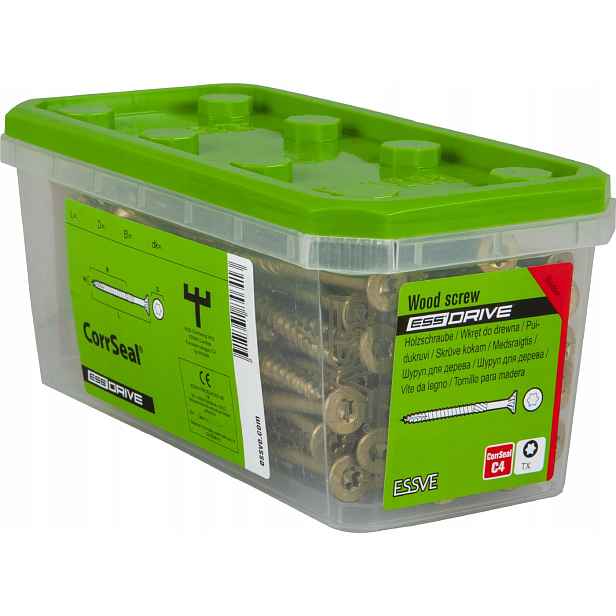 Essve Essdrive Šroub do dřeva s kuželovou hlavou Fs CorrSeal 6,0x120 mm 100 ks