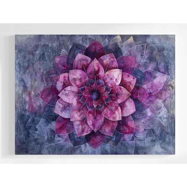 Obraz Na Plátně Canvas Lotosový Květ Fialový Akvarel Abstrakce 80x60