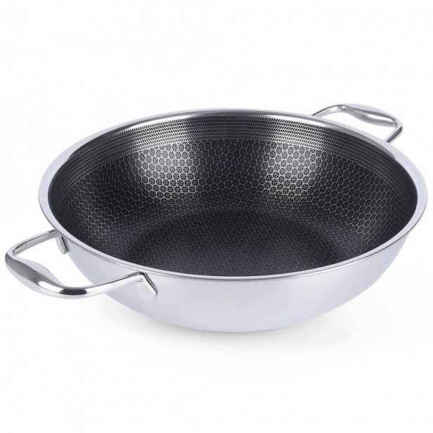 Pánev wok z nerezové oceli 28 cm, nepřilnavá, Cookcell