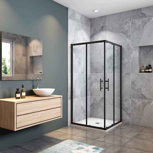Sprchový kout SIMPLE BLACK 100x90 L/P varianta, rohový vstup