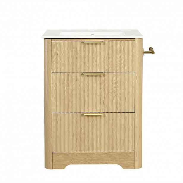 Urban Meuble KOUPELNOVÁ SKŘÍŇKA S UMYVADLEM v dekoru dřeva 61 cm
