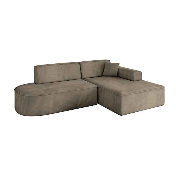 ALTDECOR ROHOVÁ SEDAČKA s otomanem, pravá IREA-L1-v3 232x165x77 Hnědá Velur